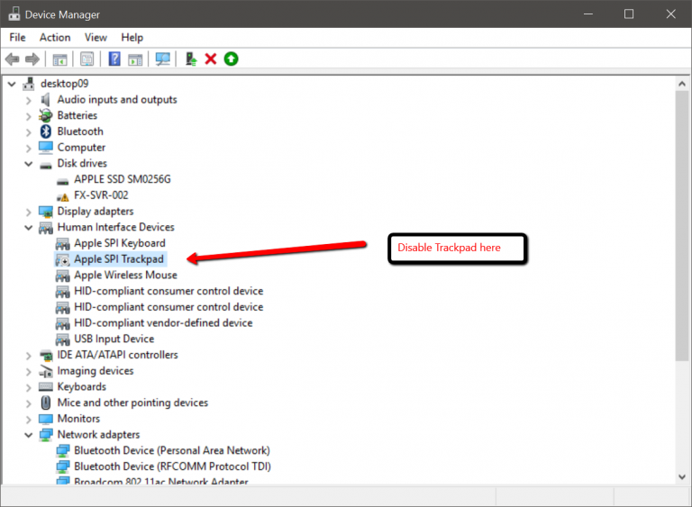 How to disable trackpad on bootcamp?